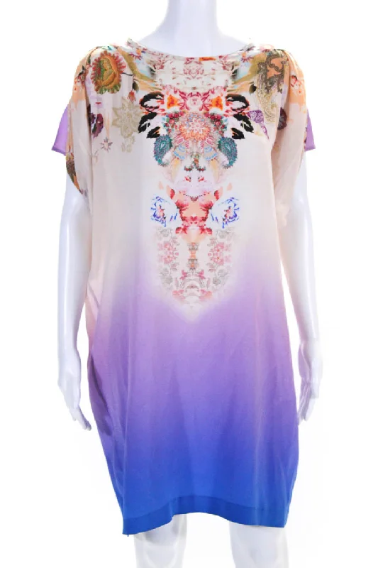 Price Break Etro Milano Womens Silk Abstract Print Ombre Kaftan Dress Multicolor