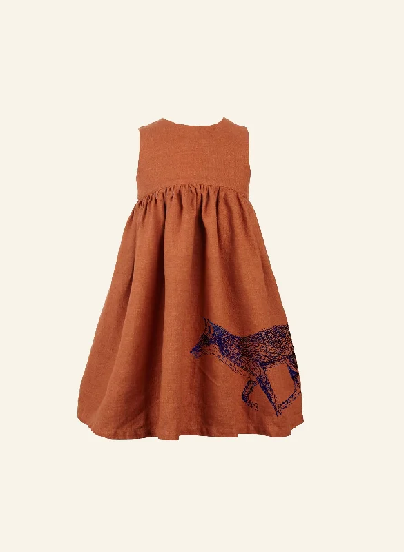 Warehouse Sale Rosie Children's Dress - Rust Fox | Linen