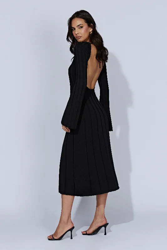Must-Have Deals Juniper Flare Sleeve Knit Midi Dress - Black