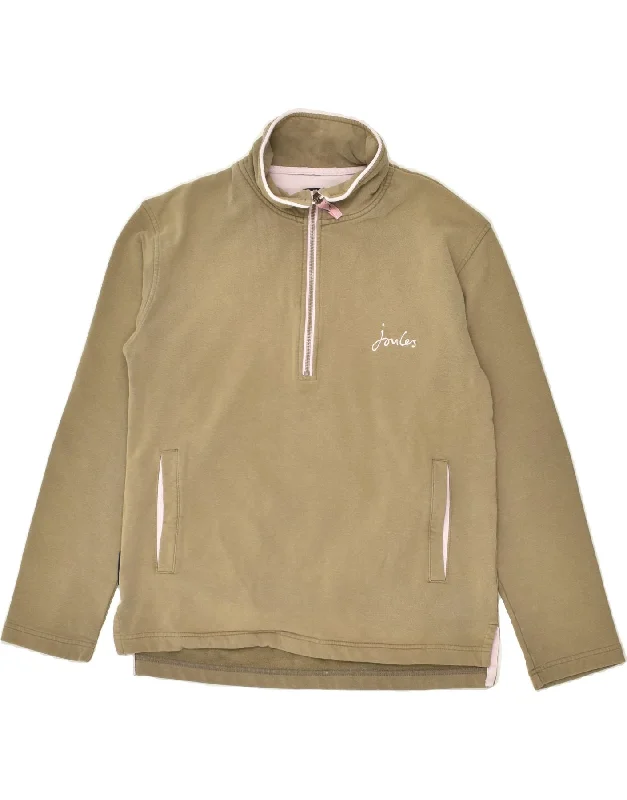 Savings Event JOULES Womens Zip Neck Sweatshirt Jumper UK 6 XS Khaki Cotton