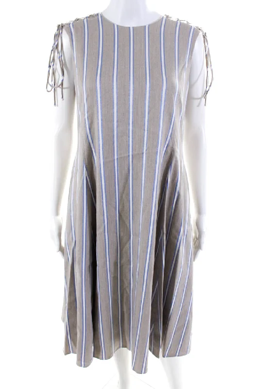 Best Bargains Adeam Womens Shoulder Lacing Dress Frost Grey / Blue