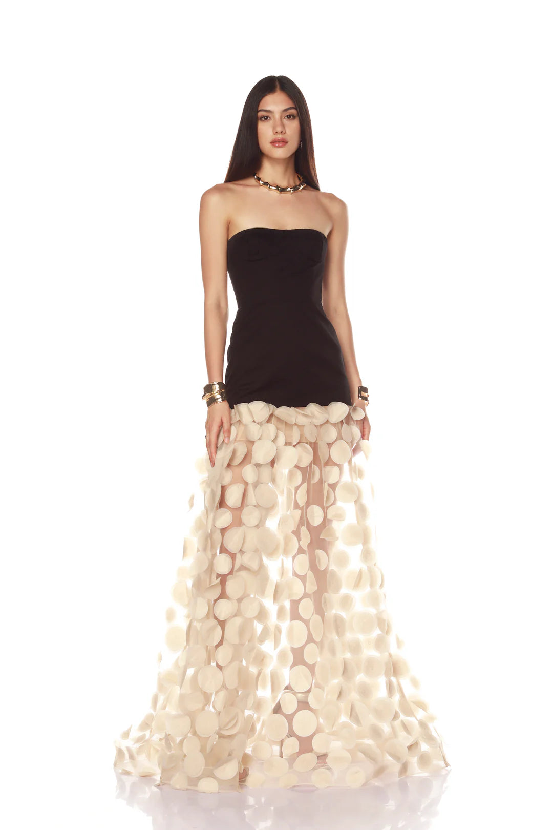 Super Bargain Bronx and Banco - Harper Strapless Gown - Black and Beige