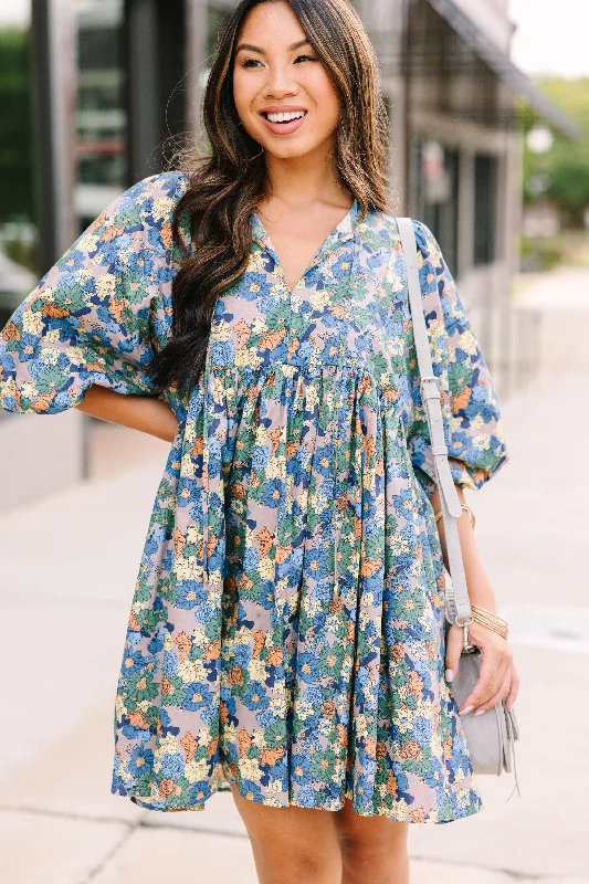 Closeout Sale It's All True Blue Floral Dress