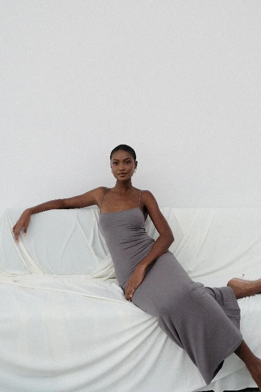 Clearance Event Cassie Modal Fishtail Maxi Dress - Slate Grey