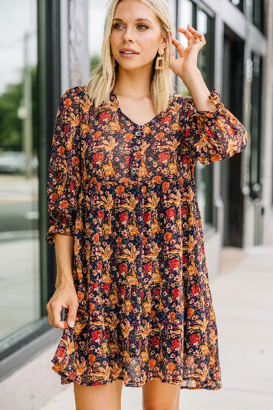 Blowout Deals Feeling Good Black Ditsy Floral Dress