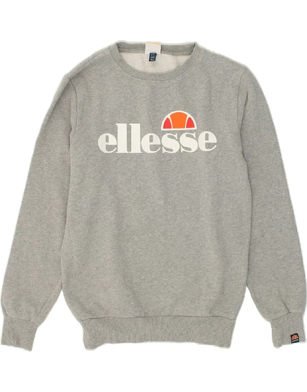 Price Drop Alert ELLESSE Womens Graphic Sweatshirt Jumper UK 8 Small Grey Cotton