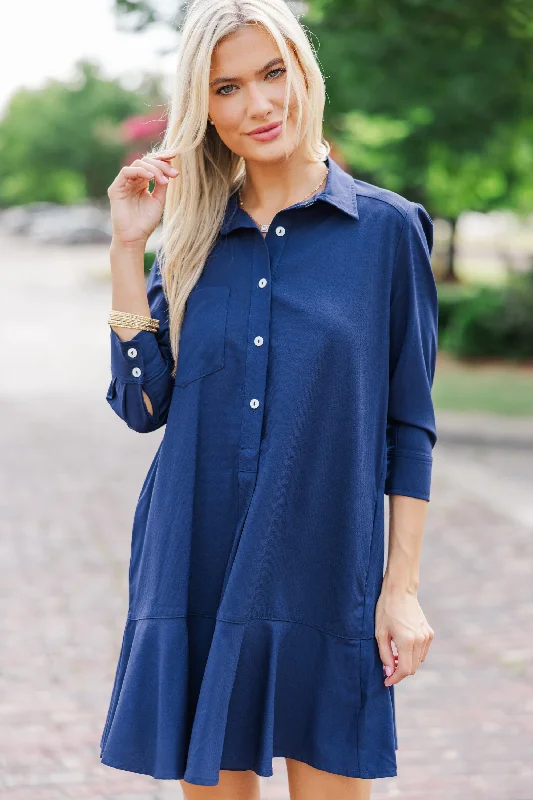 Special Discount Share Your Story Navy Blue Shirt Dress