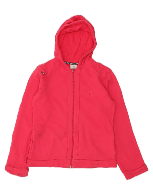 Extra Discounts ADIDAS Womens Zip Hoodie Sweater UK 10 Small  Pink Cotton