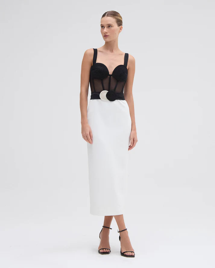 Fantastic Offers Patbo - Jersey Sands Corset Midi Dress - Black and White