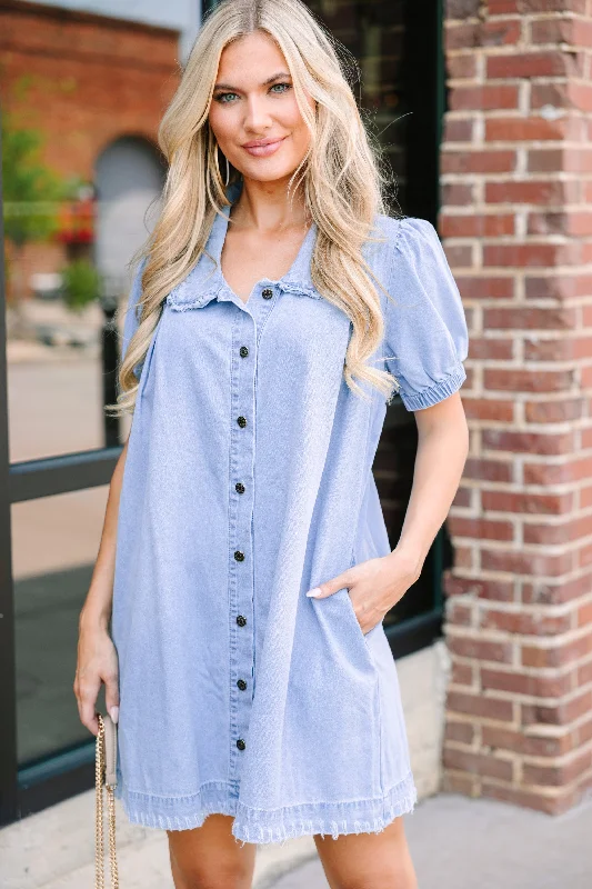 Special Discount Working On It Medium Wash Denim Dress