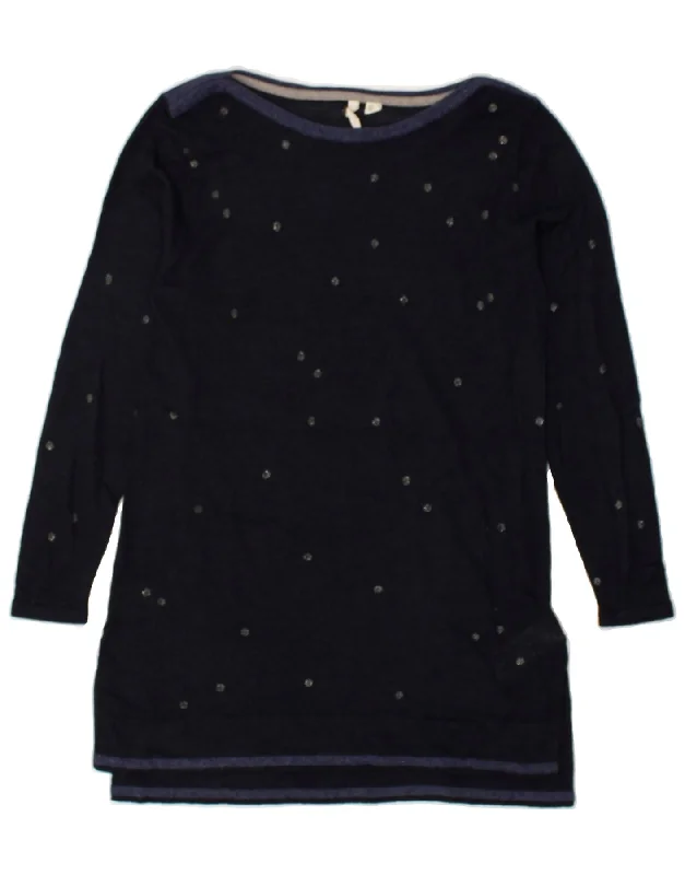 Early Access WHITE STUFF Womens Longline Boat Neck Jumper Sweater UK 10 Small Navy Blue
