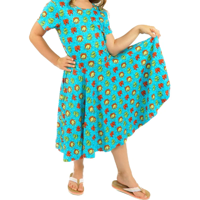 Limited Quantity Dinosaurs Polka Dots Kids Twirl Dress [FINAL SALE]