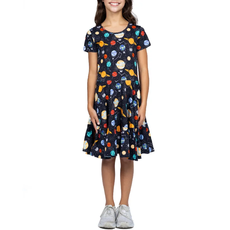 Price Drop Planet Balloons Kids Twirl Dress with Frill