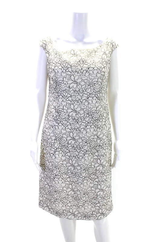 Best Bargains Christian Dior Womens Floral Lace Off The Shoulder Sheath Dress White