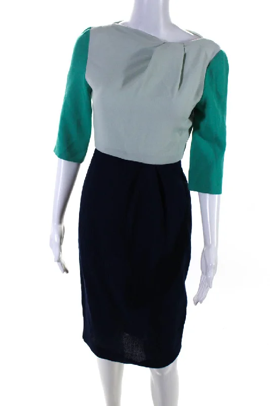 Limited Time Offer Roksanda Ilincic Women's Half Sleeve Colorblock Sheath Dress Multicolor