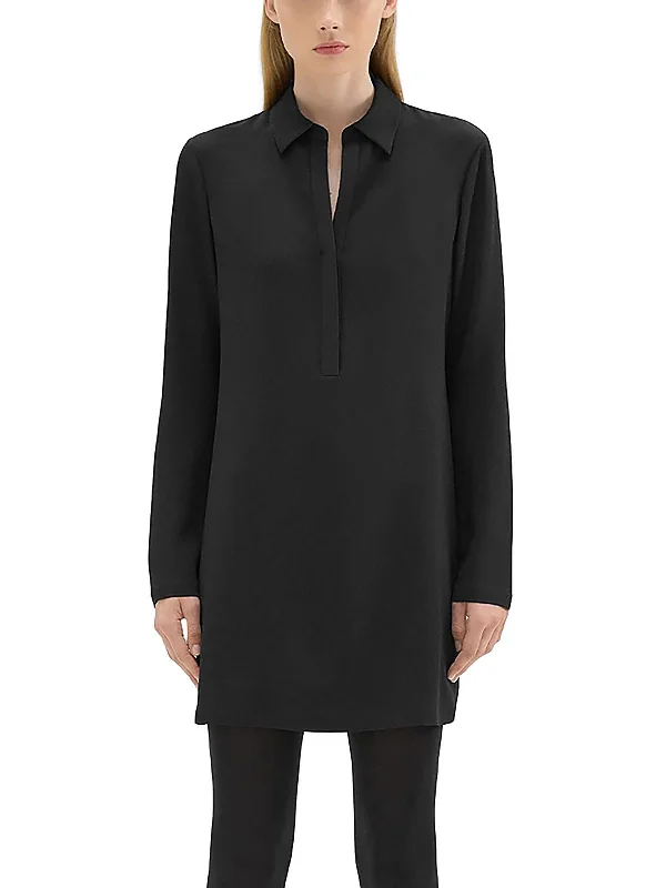 Super Bargain Womens Crepe Mini Shirtdress