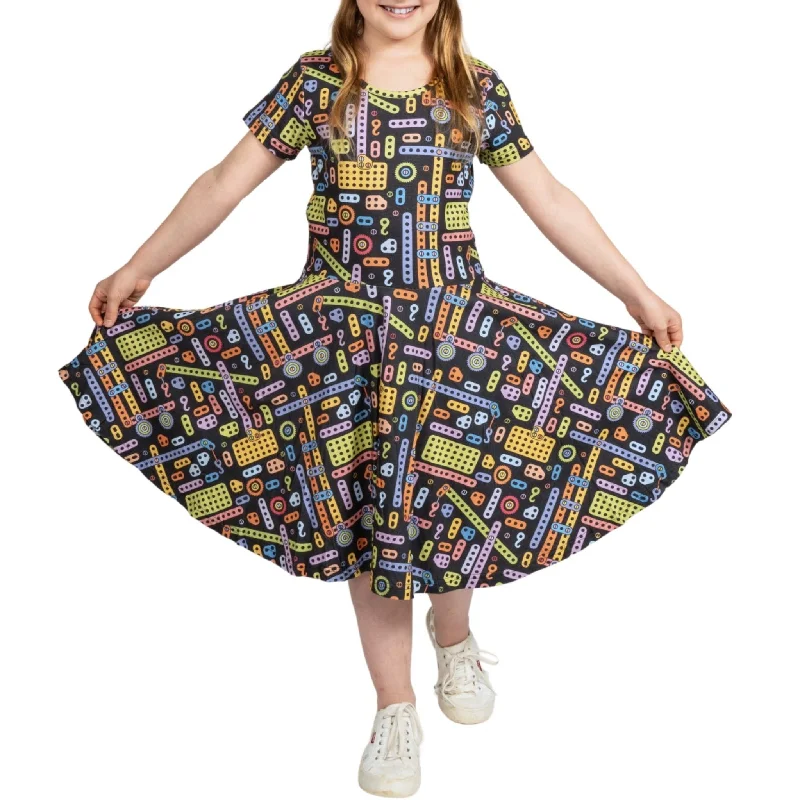 Quick Sale Construction Blocks Kids Twirl Dress