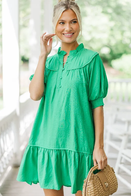 Don't Miss Help You Out Green Ruffled Dress