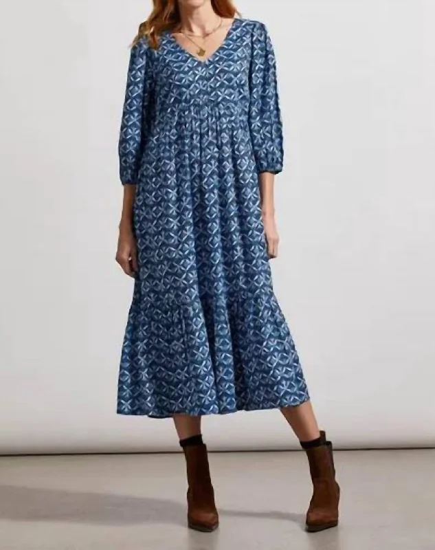 Super Bargain Puff-Sleeve Shift Dress In Bluelake