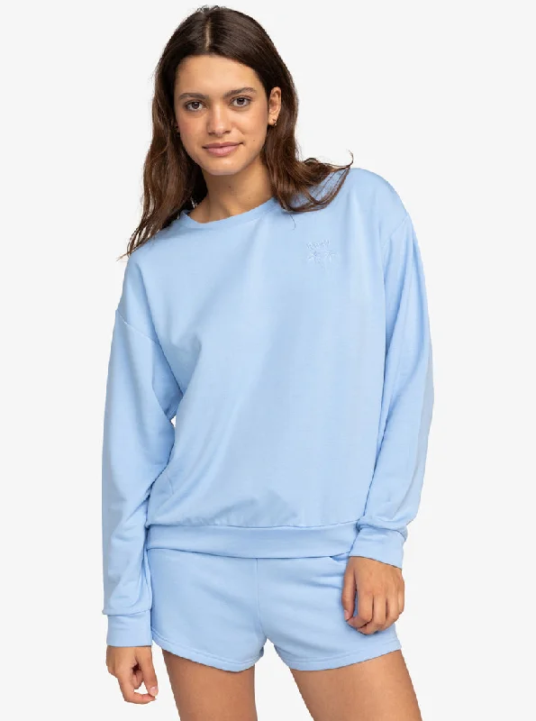 Super Deal Roxy Surfing By Moonlight Sweatshirt-Bel Air Blue