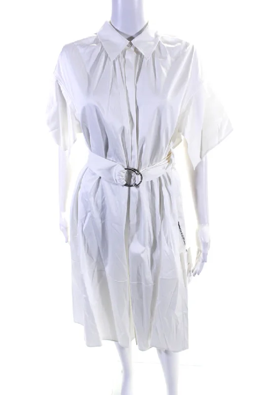 Deal Dash Adeam Womens Belted Shirt Dress White