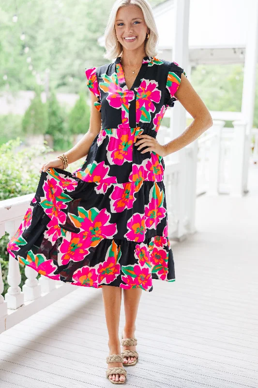 Big Savings Created Beauty Black Floral Midi Dress