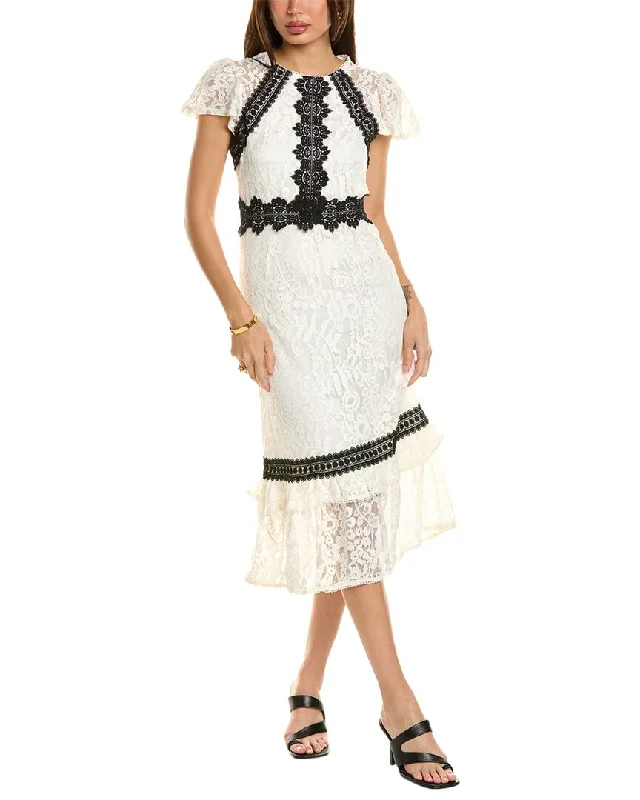 Act Now Rachel Parcell Lace Flutter Midi Dress