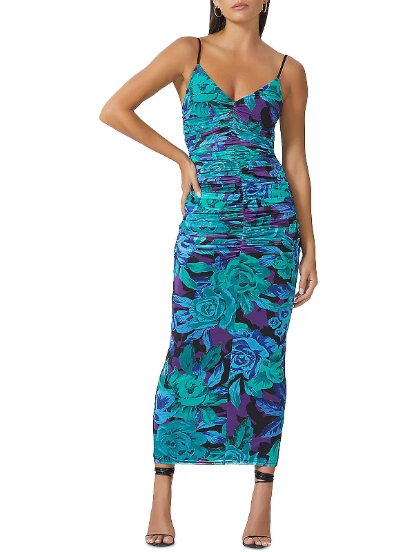 Best Deals Womens Ruched Floral Maxi Dress