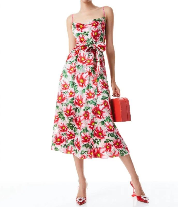 Price Buster Samantha Cowl Midi Dress In High Tea Floral
