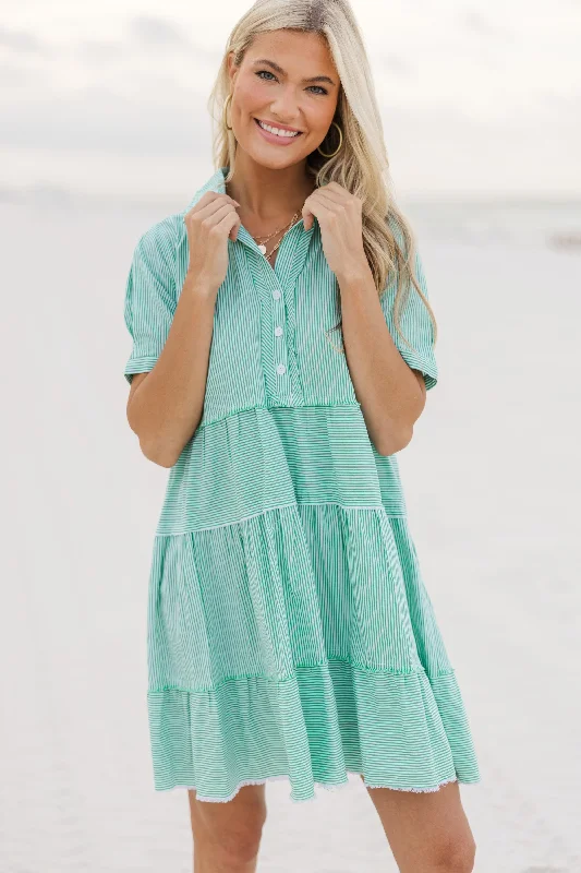 Massive Deals All You Need To Hear Green Striped Babydoll Dress