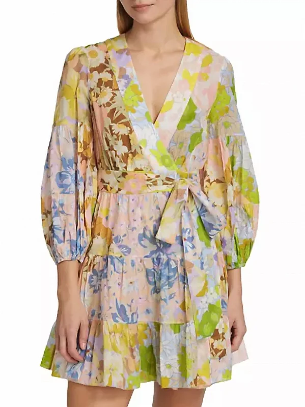 Epic Deals Pop Wrap Mini Dress In Patch Floral
