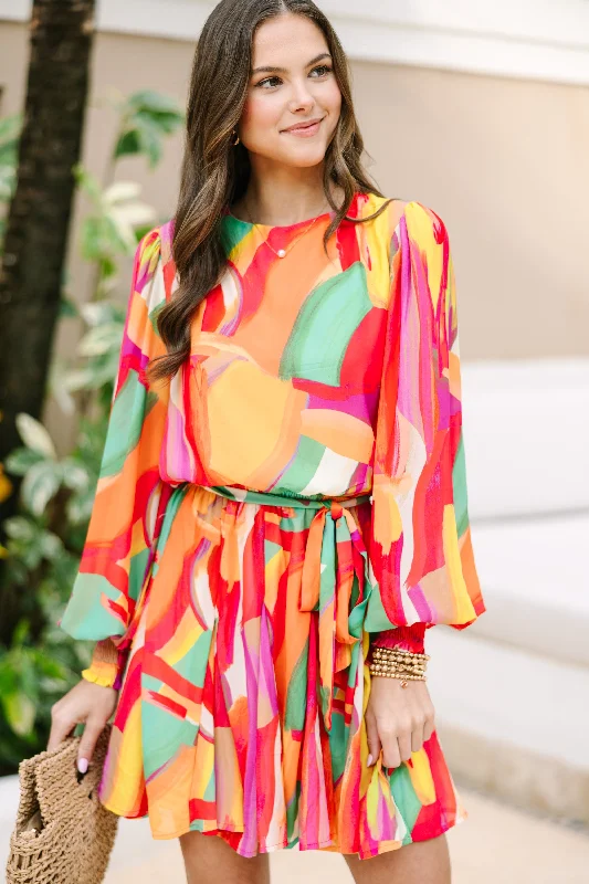 Weekend Flash Sale Best In Bold Green Abstract Dress