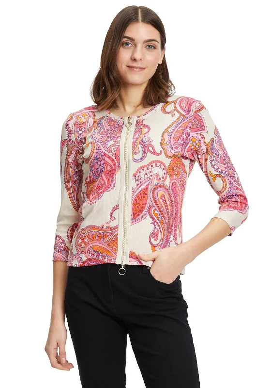 Limited Stock Betty Barclay Paisley Print Jersey Jacket, Pink Multi