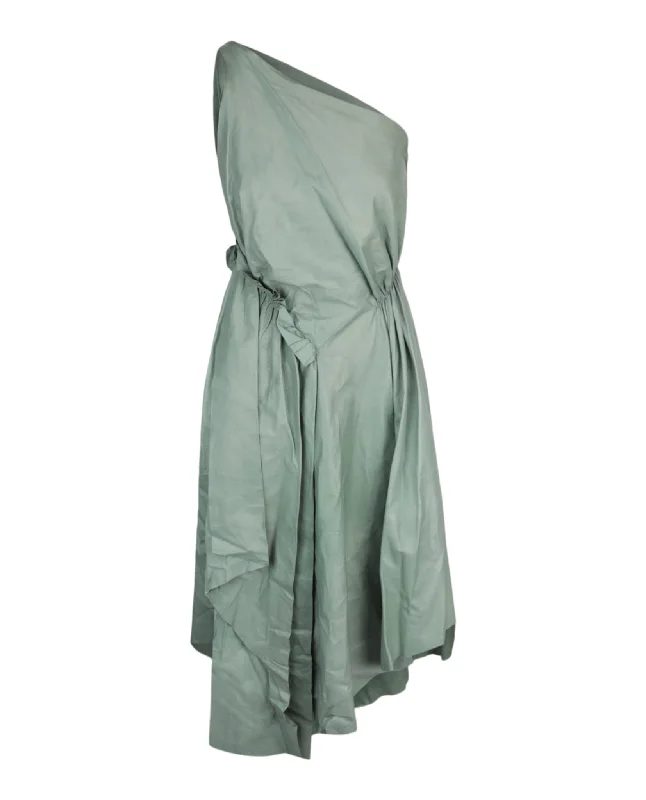Incredible Offers One Shoulder Leather Maxi Dress