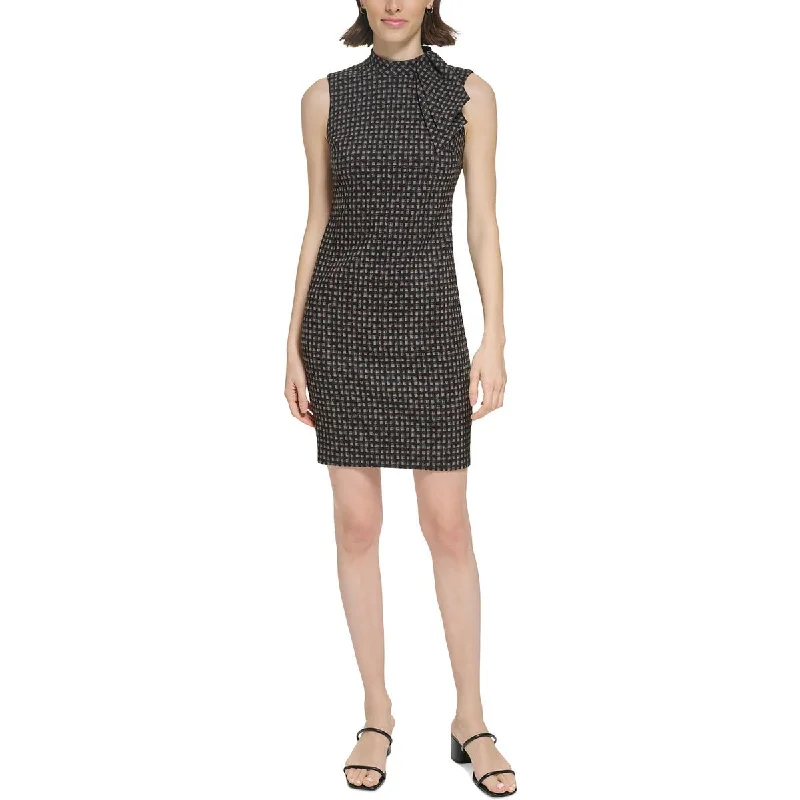 Reduced Prices Petites Womens Sleeveless Jacquard Sheath Dress