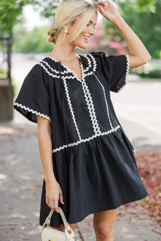 Special Promotion This Time Black Rickrack Dress
