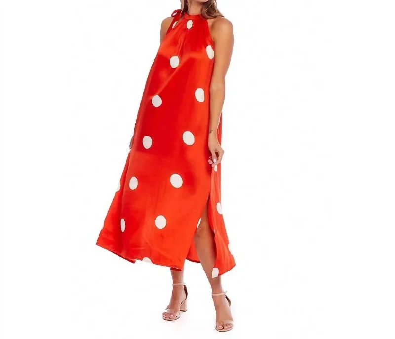 Special Discount Lowe Bow Tie Dot Maxi Dress In Orange