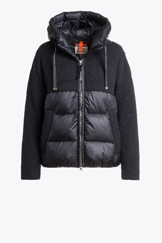 Overstock Sale Sina Navy Puffer Jacket With Knit Contrast
