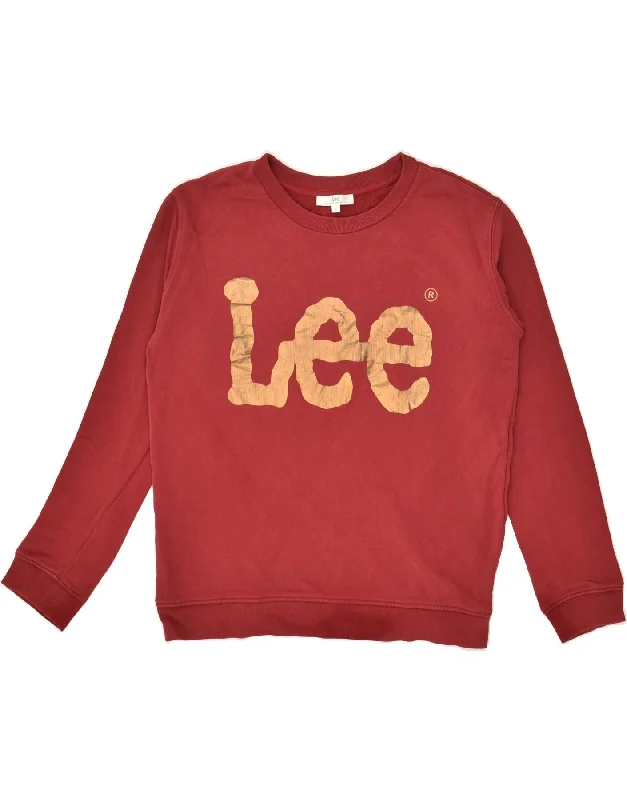 Price Smash LEE Womens Graphic Sweatshirt Jumper UK 14 Medium Red Cotton