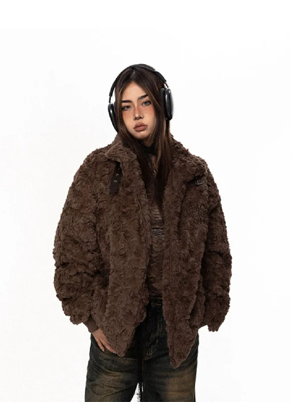 Amazing Deals American Retro Fleece Strap Cotton Coat