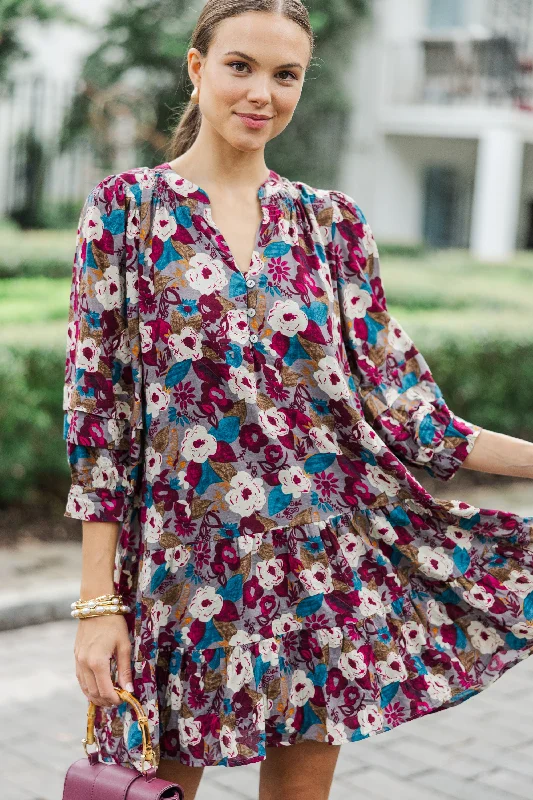 Last Chance All Better Burgundy Red Floral Dress