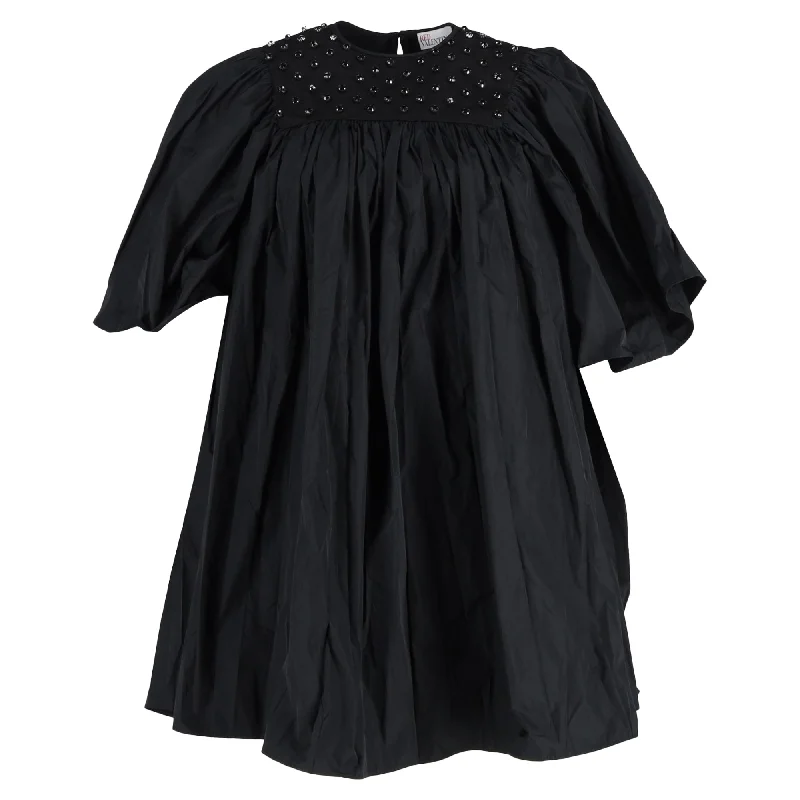 Customer Appreciation Sale Red Valentino Embellished Taffeta Mini Dress in Black Acetate