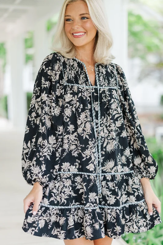 Anniversary Sale All That You Need Black Floral Dress