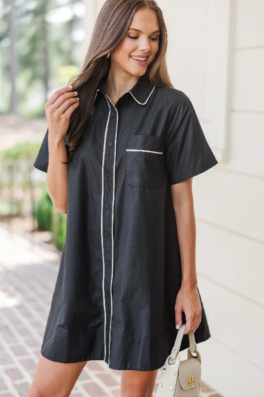 TIME-Limited Offer Take You Away Black Button Down Dress