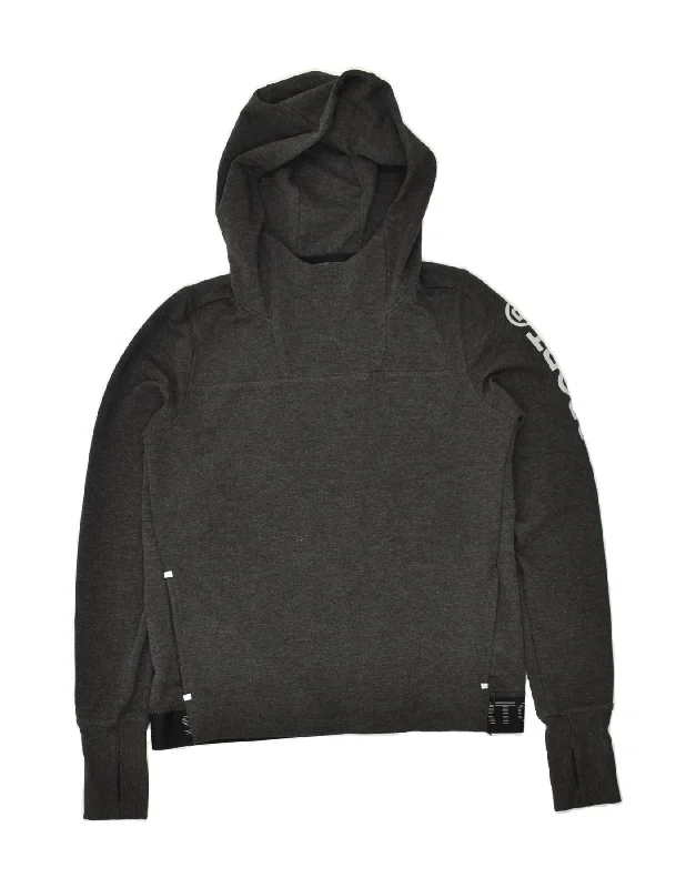 Closeout Sale SUPERDRY Womens Graphic Hoodie Jumper UK 12 Medium Grey Polyester