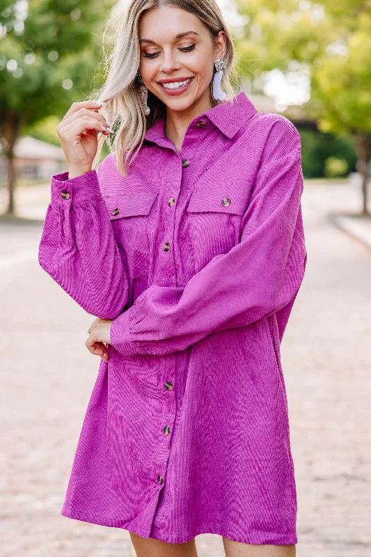 YEAR-End Clearance Part Of You Orchid Purple Corduroy Shift Dress