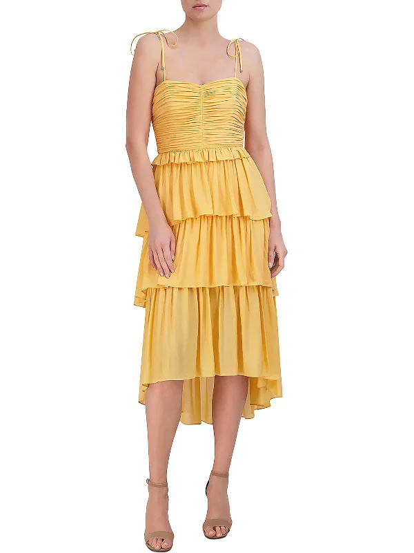 Amazing Deals Womens Hi-Low Tiered Midi Dress