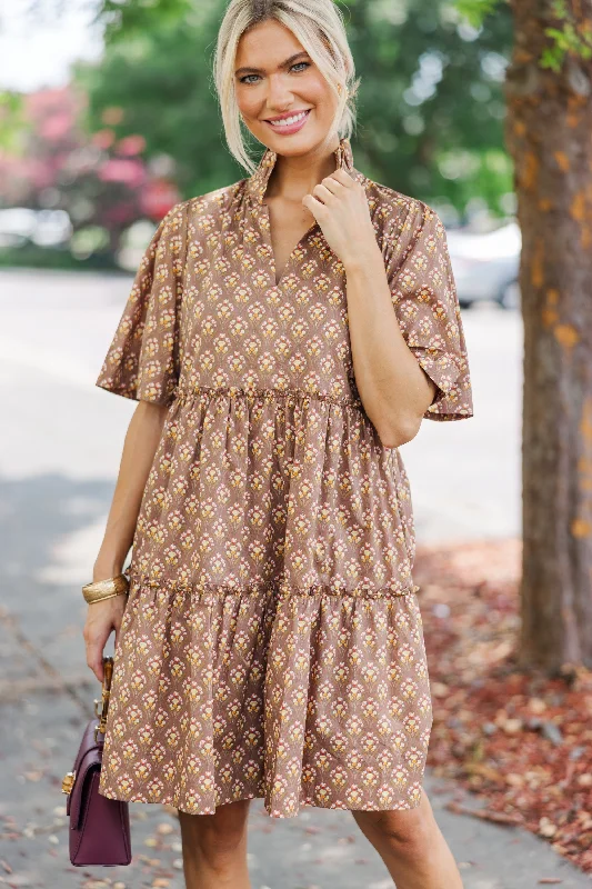 Price Blitz Feeling Your Best Brown Medallion Dress