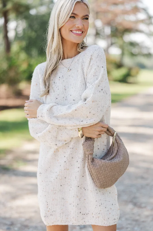Don't Miss Feeling It Ivory White Sweater Dress