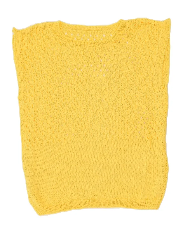 Price Slash VINTAGE Womens Vest Tank Top UK 18 XL Yellow Wool